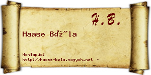 Haase Béla névjegykártya